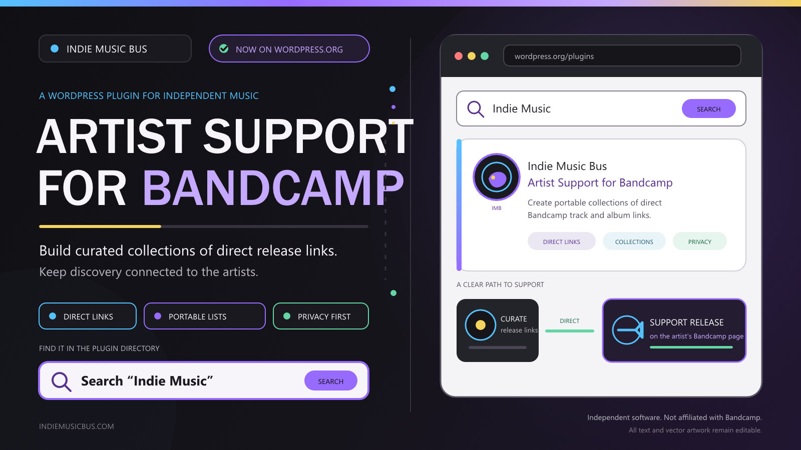 Indie Music Bus Artist Support for Bandcamp Is Now on WordPress.org